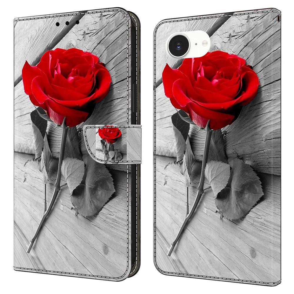 iPhone 16e Wallet-Hülle mit 3D-Muster & Magnetverschluss