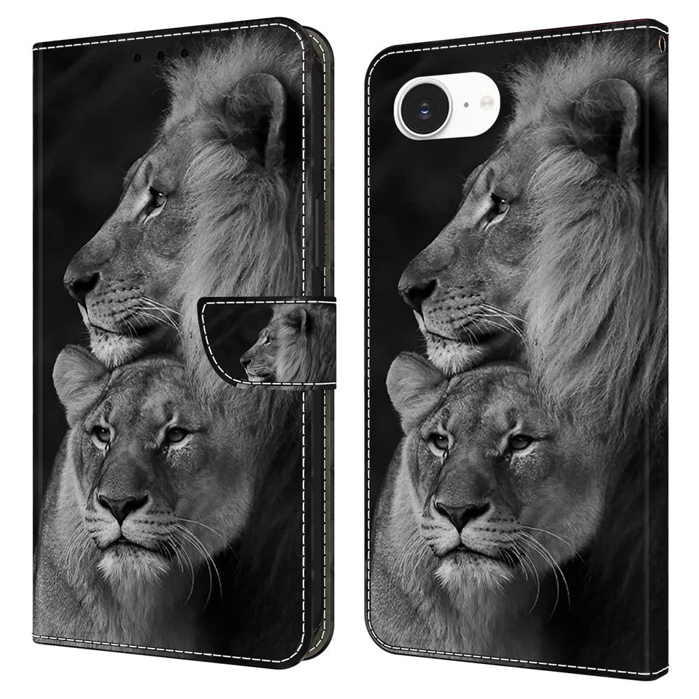 iPhone 16e Wallet-Hülle mit 3D-Muster & Magnetverschluss