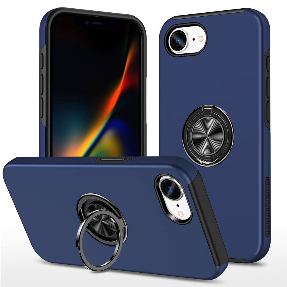 For iPhone 17e / 16e Case PC + TPU Phone Cover with Rotatable Ring Holder