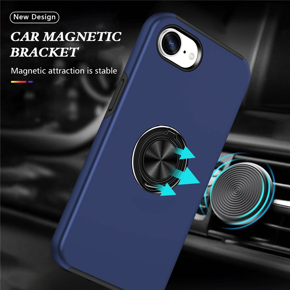 For iPhone 17e / 16e Case PC + TPU Phone Cover with Rotatable Ring Holder