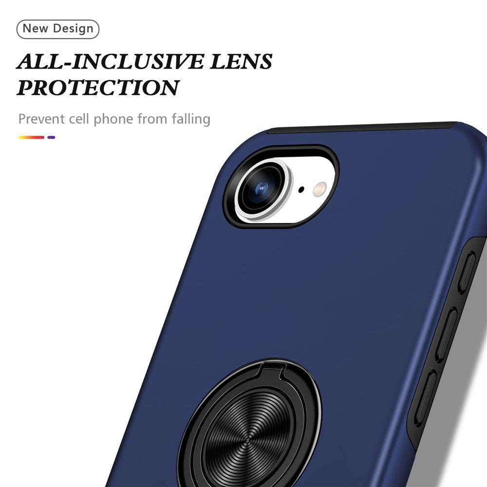 For iPhone 17e / 16e Case PC + TPU Phone Cover with Rotatable Ring Holder