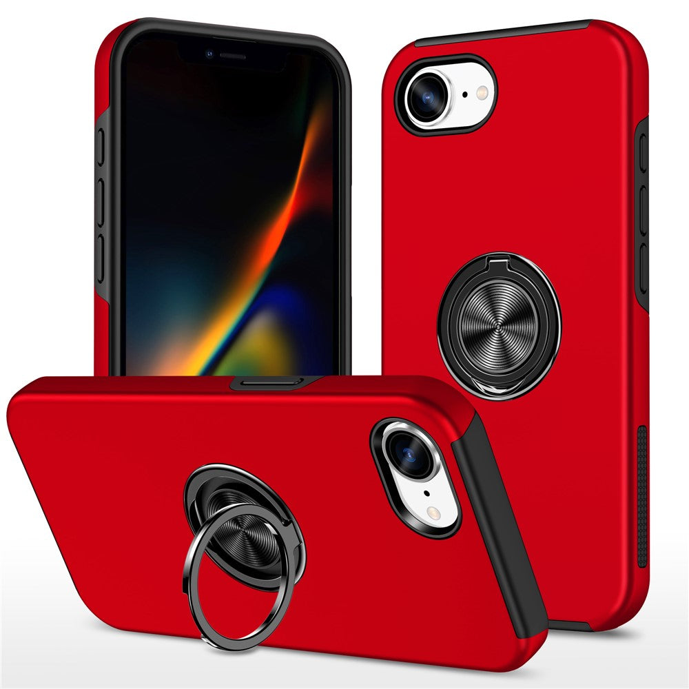 For iPhone 17e / 16e Case PC + TPU Phone Cover with Rotatable Ring Holder