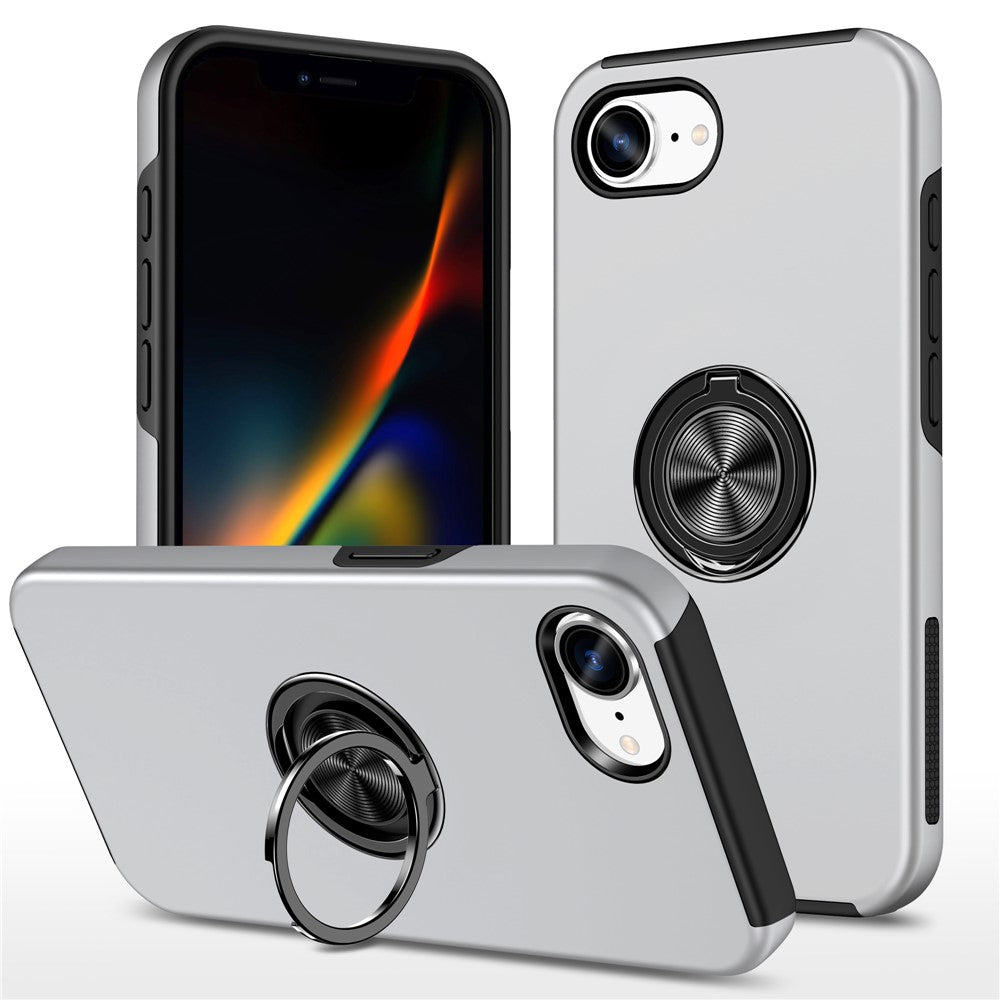 For iPhone 17e / 16e Case PC + TPU Phone Cover with Rotatable Ring Holder