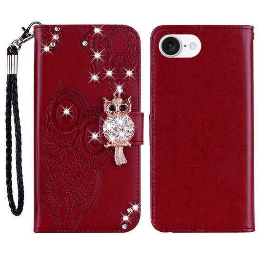 iPhone 16e Handyhülle mit Eulenmuster & Strass-Steinen