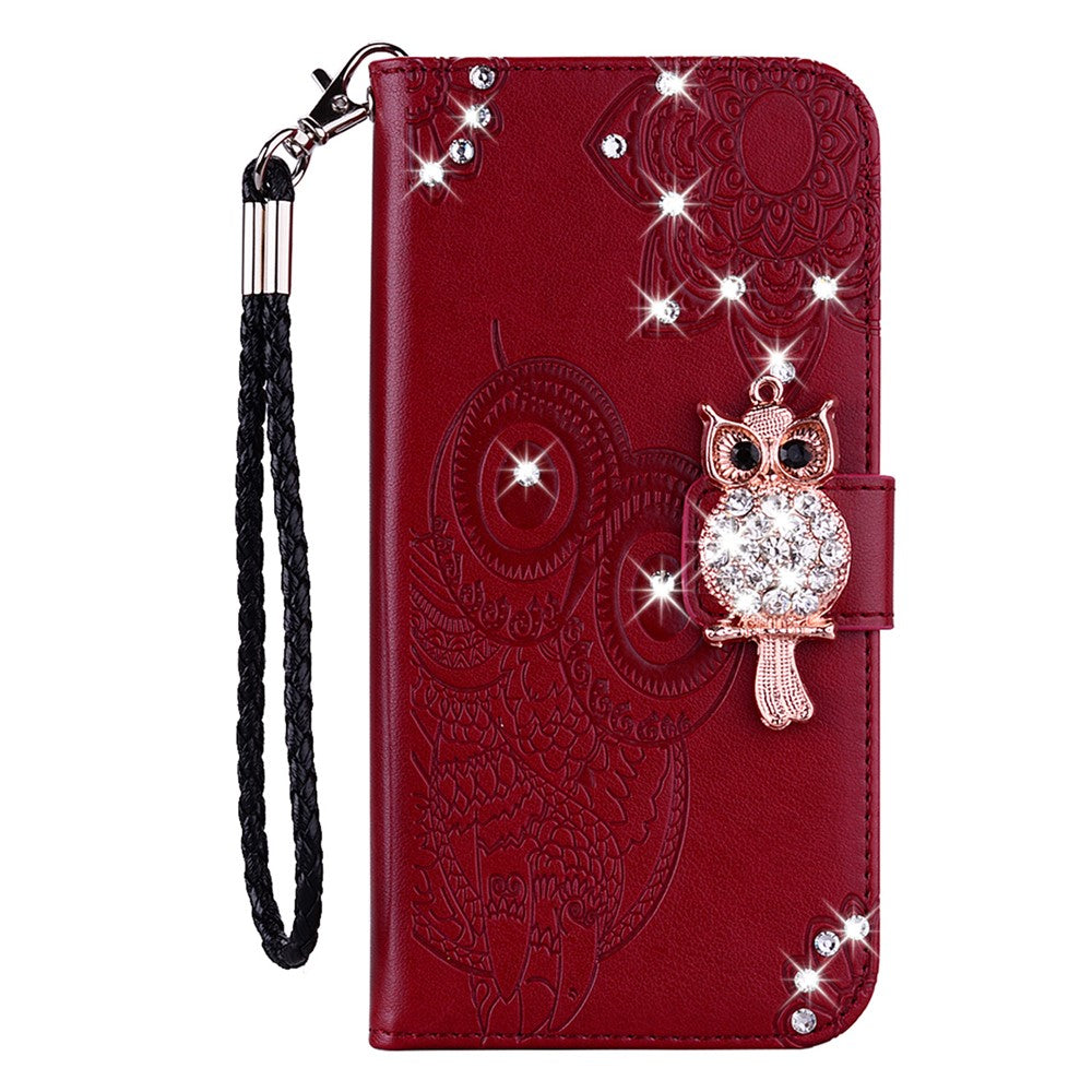 iPhone 16e Handyhülle mit Eulenmuster & Strass-Steinen