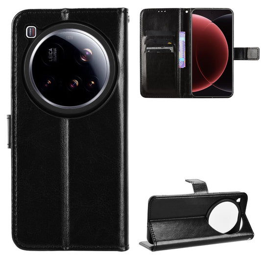 Xiaomi 15 Ultra Handyhülle – PU-Ledertasche mit Riemen und Crazy Horse-Textur