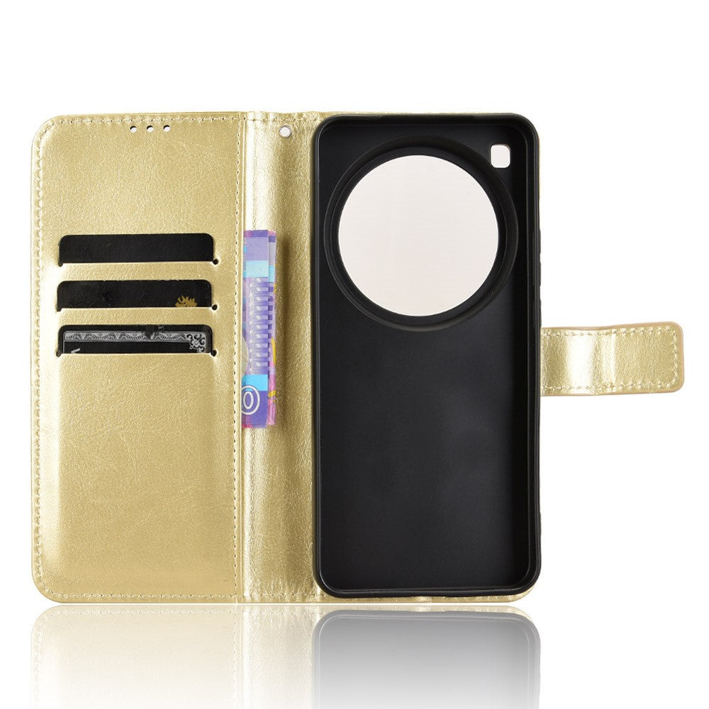 For Xiaomi 15 Ultra PU Leather Case with Strap Crazy Horse Texture Phone Wallet Cover