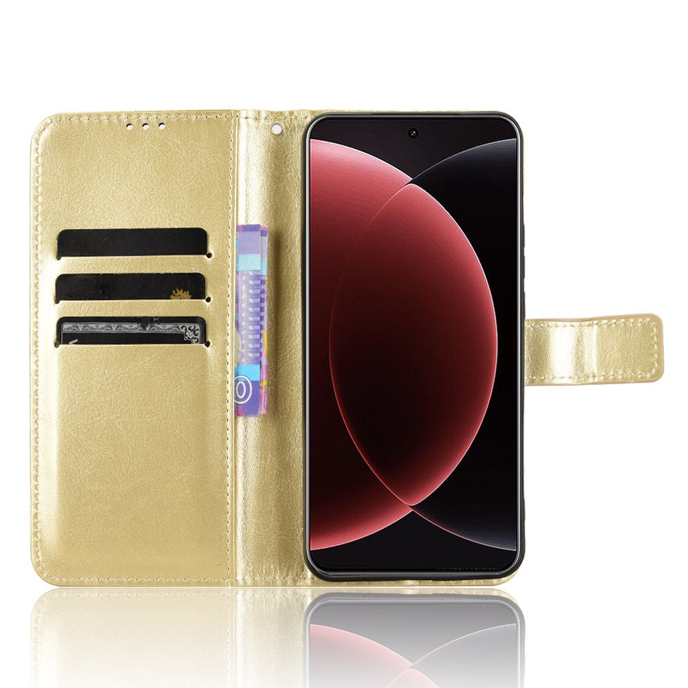 For Xiaomi 15 Ultra PU Leather Case with Strap Crazy Horse Texture Phone Wallet Cover
