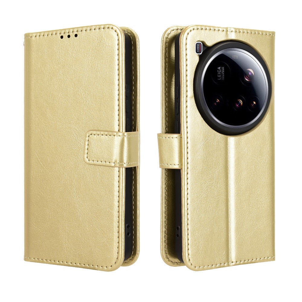 For Xiaomi 15 Ultra PU Leather Case with Strap Crazy Horse Texture Phone Wallet Cover