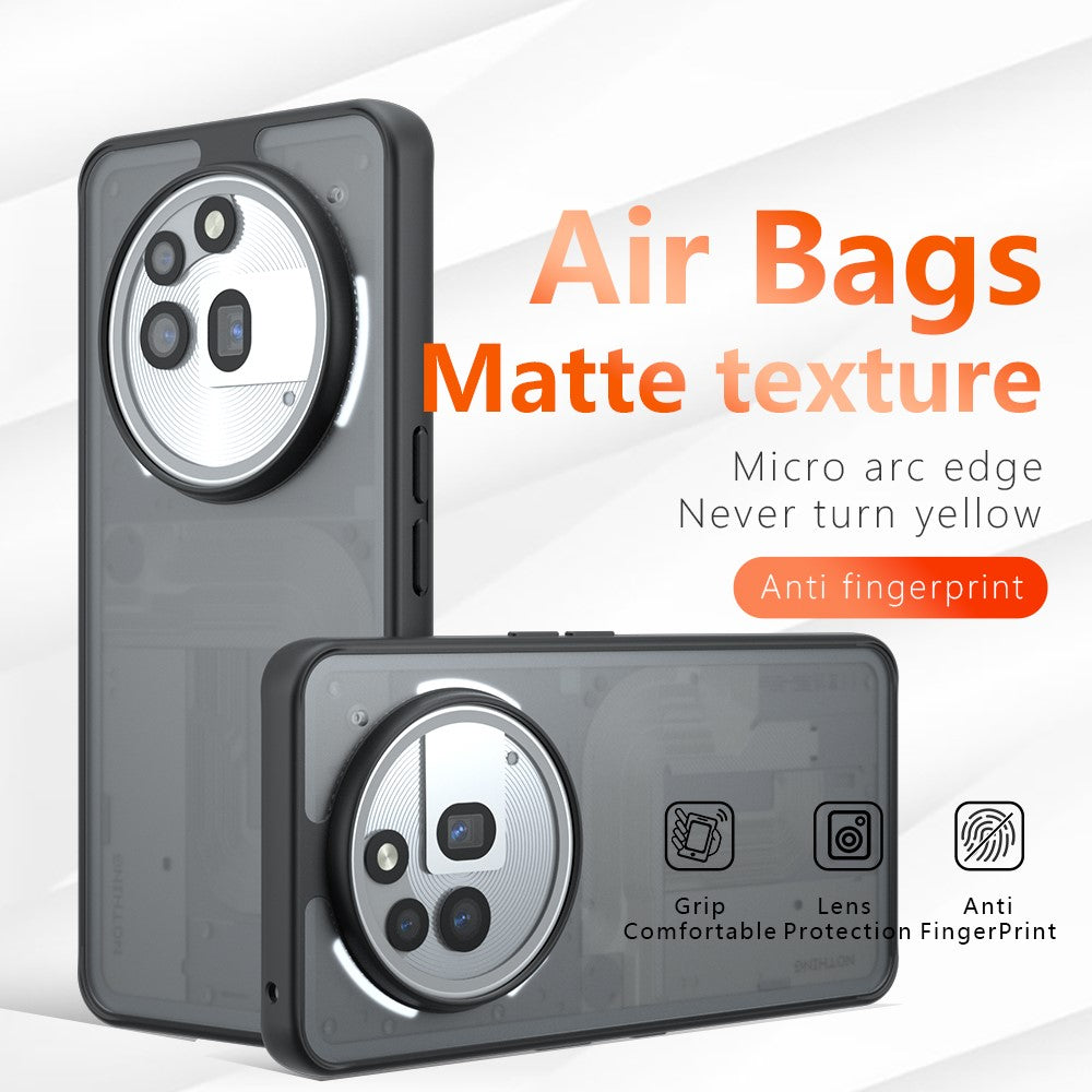Nothing Phone (3a) Pro Handyhülle – Aus TPU + PC, matte Handy-Rückseite, Transparent Schwarz