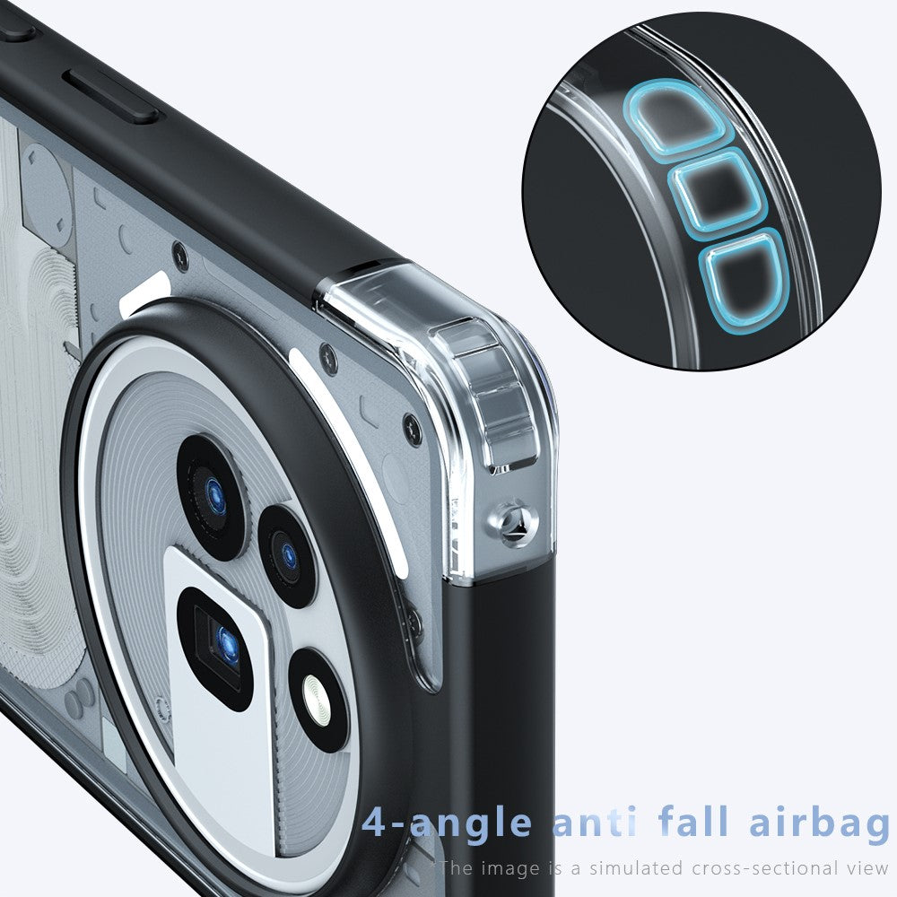 Nothing Phone (3a) Pro Handyhülle – Aus TPU + PC, matte Handy-Rückseite, Transparent Schwarz