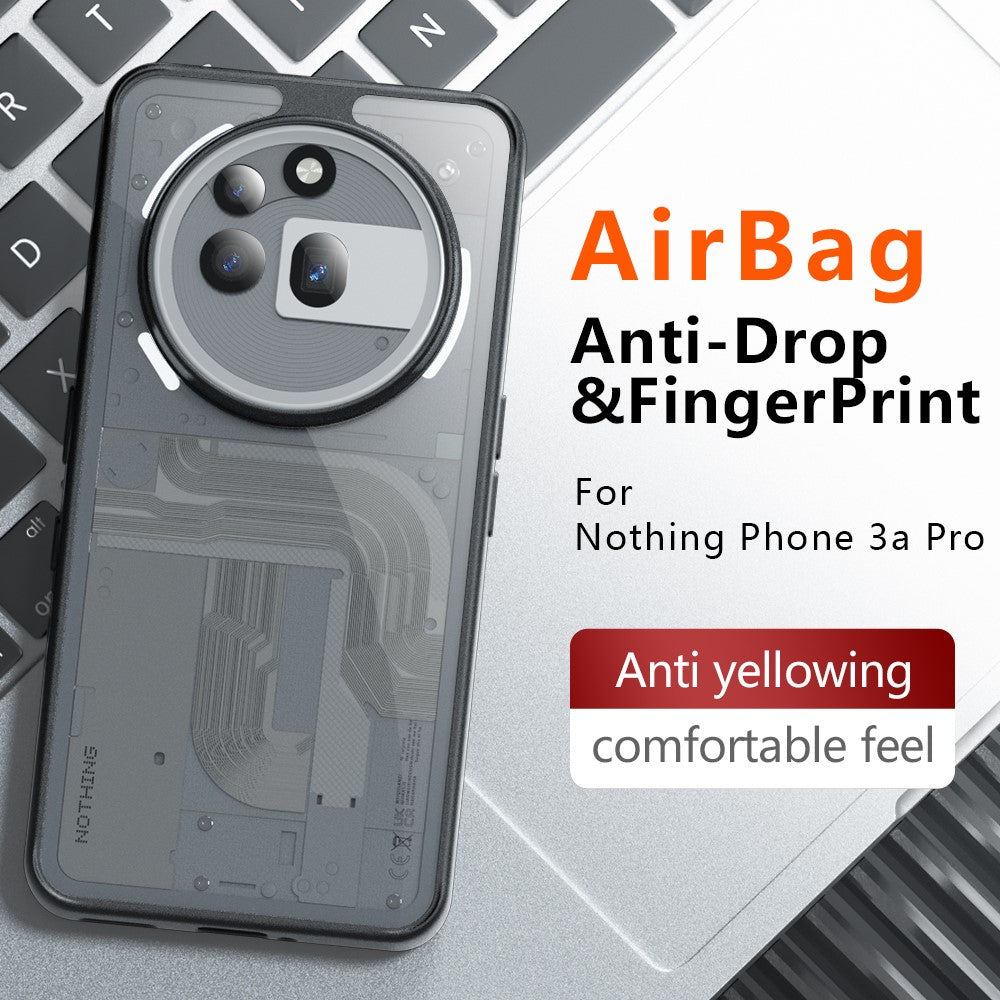 Nothing Phone (3a) Pro Handyhülle – Aus TPU + PC, matte Handy-Rückseite, Transparent Schwarz