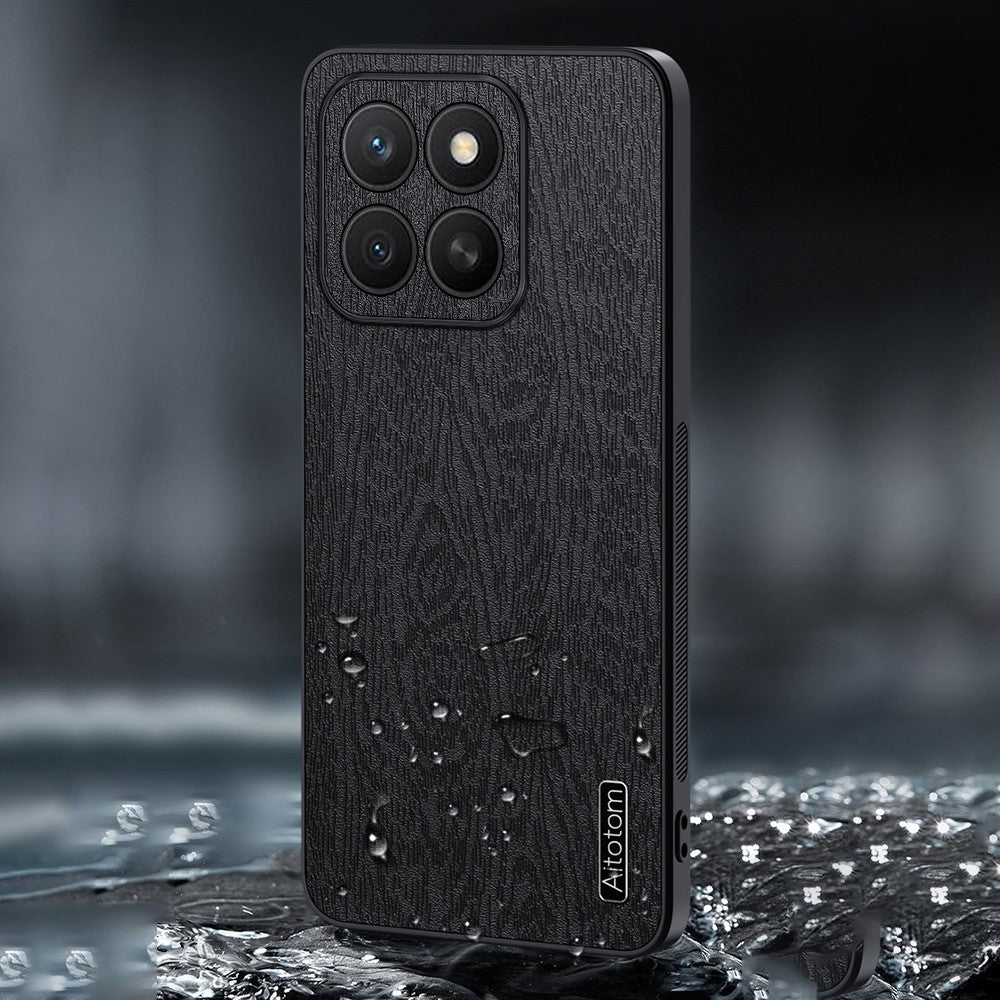 Honor X8c 4G Handyhülle – Aus lederbeschichtetem PC+TPU, mit Holzmaserung