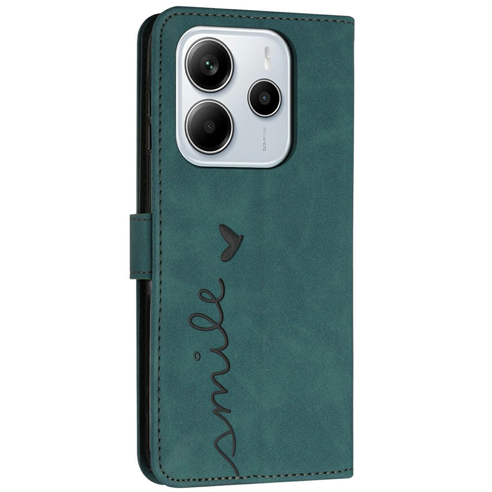 For Xiaomi Redmi Note 14 4G (164.84mm) Case Viewing Stand PU Leather Phone Cover Imprinted Heart Pattern