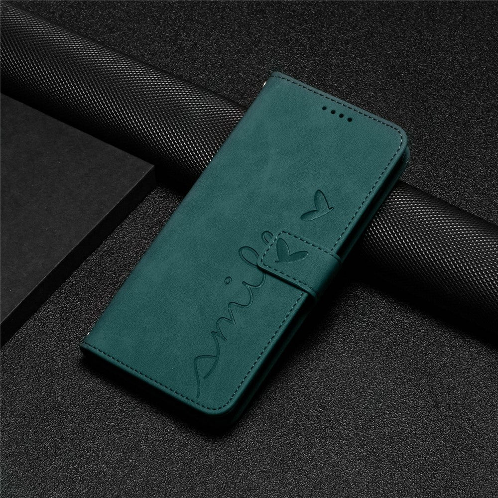 For Xiaomi Redmi Note 14 4G (164.84mm) Case Viewing Stand PU Leather Phone Cover Imprinted Heart Pattern