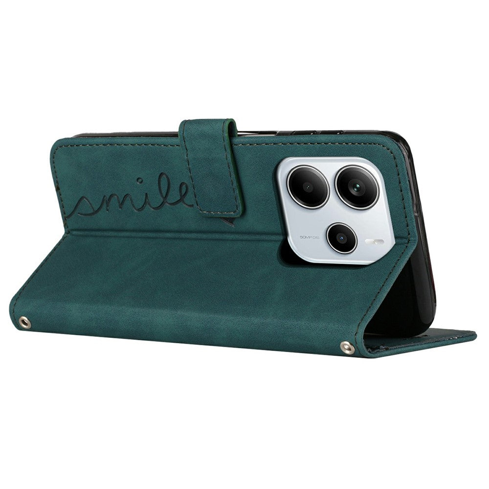 For Xiaomi Redmi Note 14 4G (164.84mm) Case Viewing Stand PU Leather Phone Cover Imprinted Heart Pattern