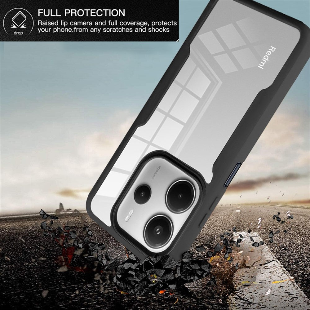 For Xiaomi Redmi Note 14 5G Case Acrylic + TPU Clear Phone Cover with PET Screen Film