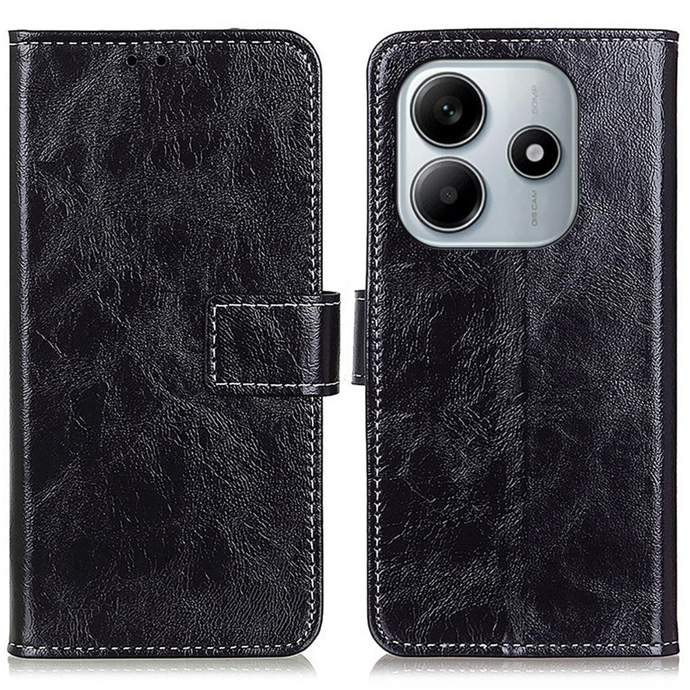 For Xiaomi Redmi Note 14 4G (164.84mm) Case Wallet Leather Phone Cover Crazy Horse Texture