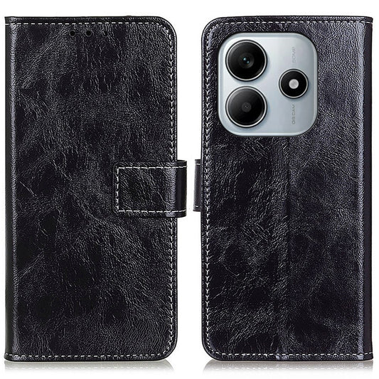 Xiaomi Redmi Note 14 4G (164.84mm) Handyhülle – Brieftasche Leder Crazy Horse Textur