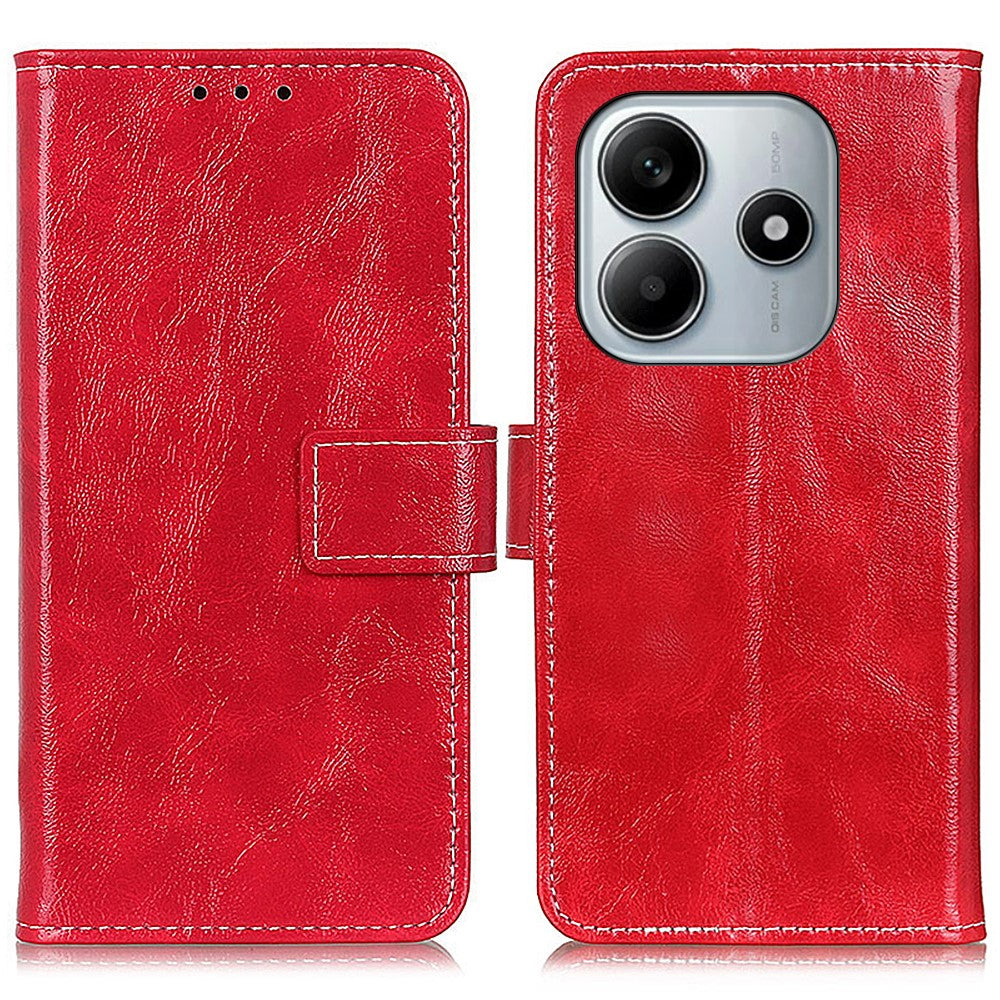 For Xiaomi Redmi Note 14 4G (164.84mm) Case Wallet Leather Phone Cover Crazy Horse Texture