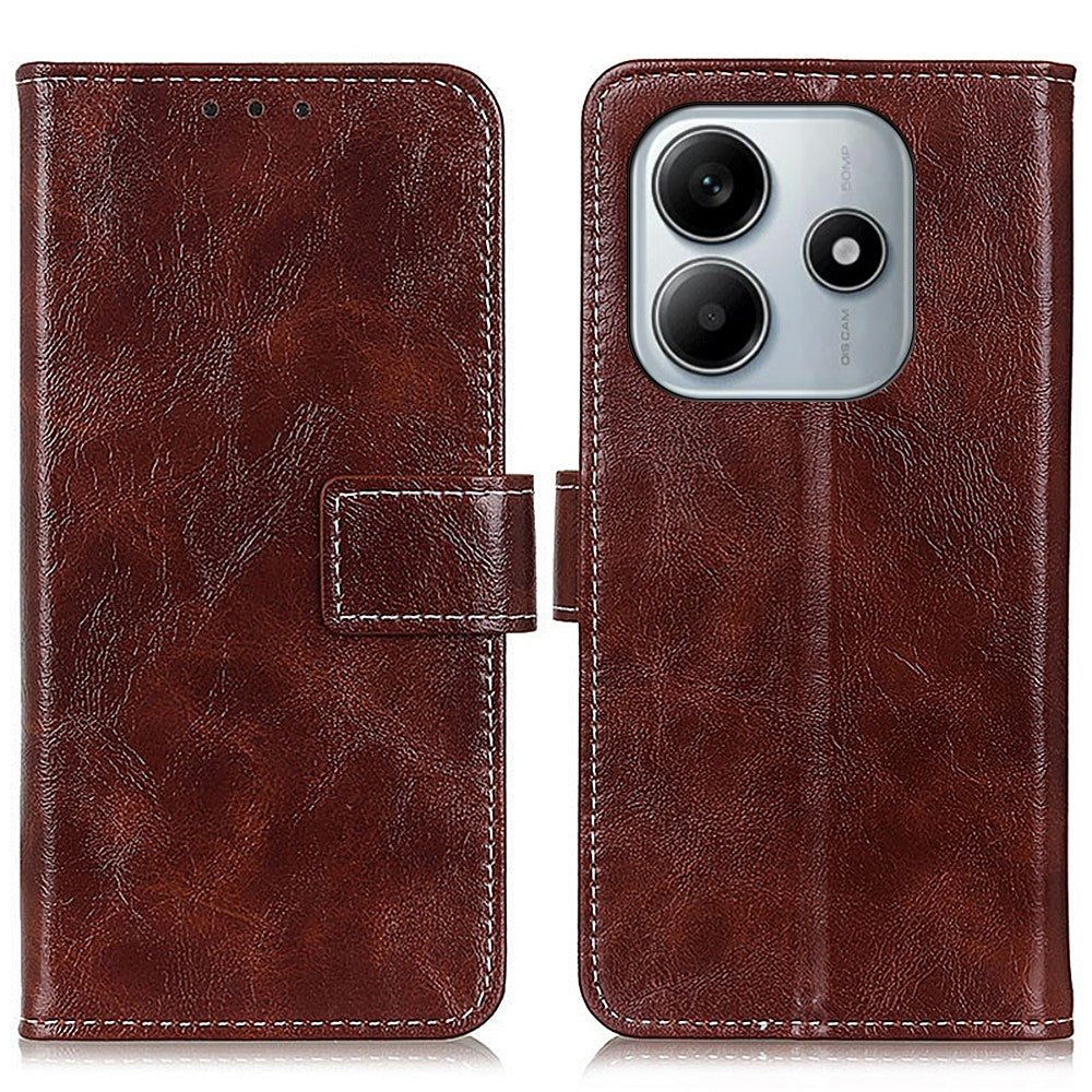 For Xiaomi Redmi Note 14 4G (164.84mm) Case Wallet Leather Phone Cover Crazy Horse Texture