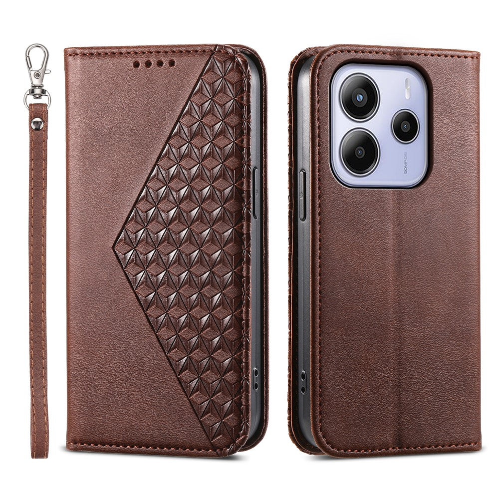 For Xiaomi Redmi Note 14 4G (164.84mm) Case Calf Texture PU Leather Phone Cover with Wallet
