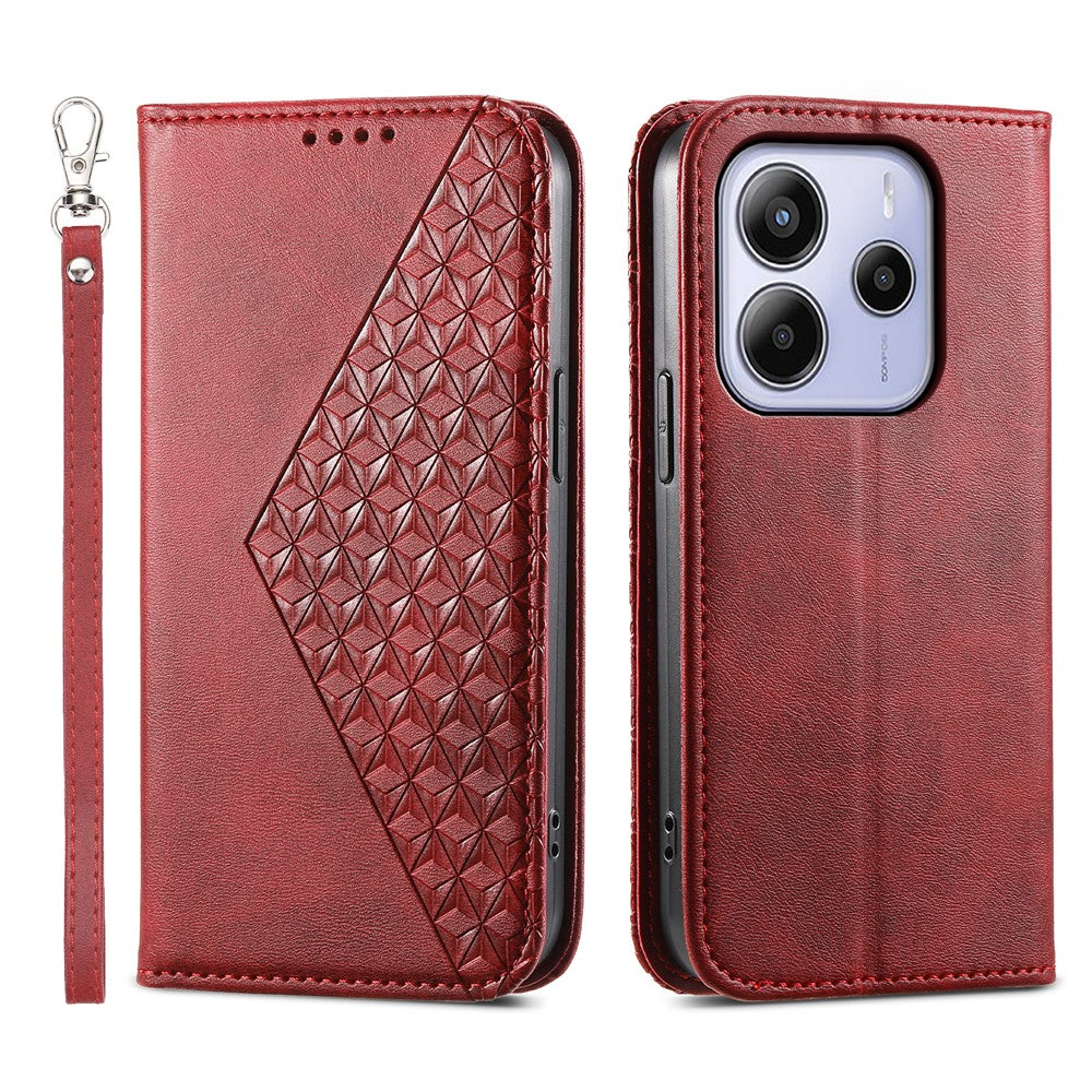 For Xiaomi Redmi Note 14 4G (164.84mm) Case Calf Texture PU Leather Phone Cover with Wallet