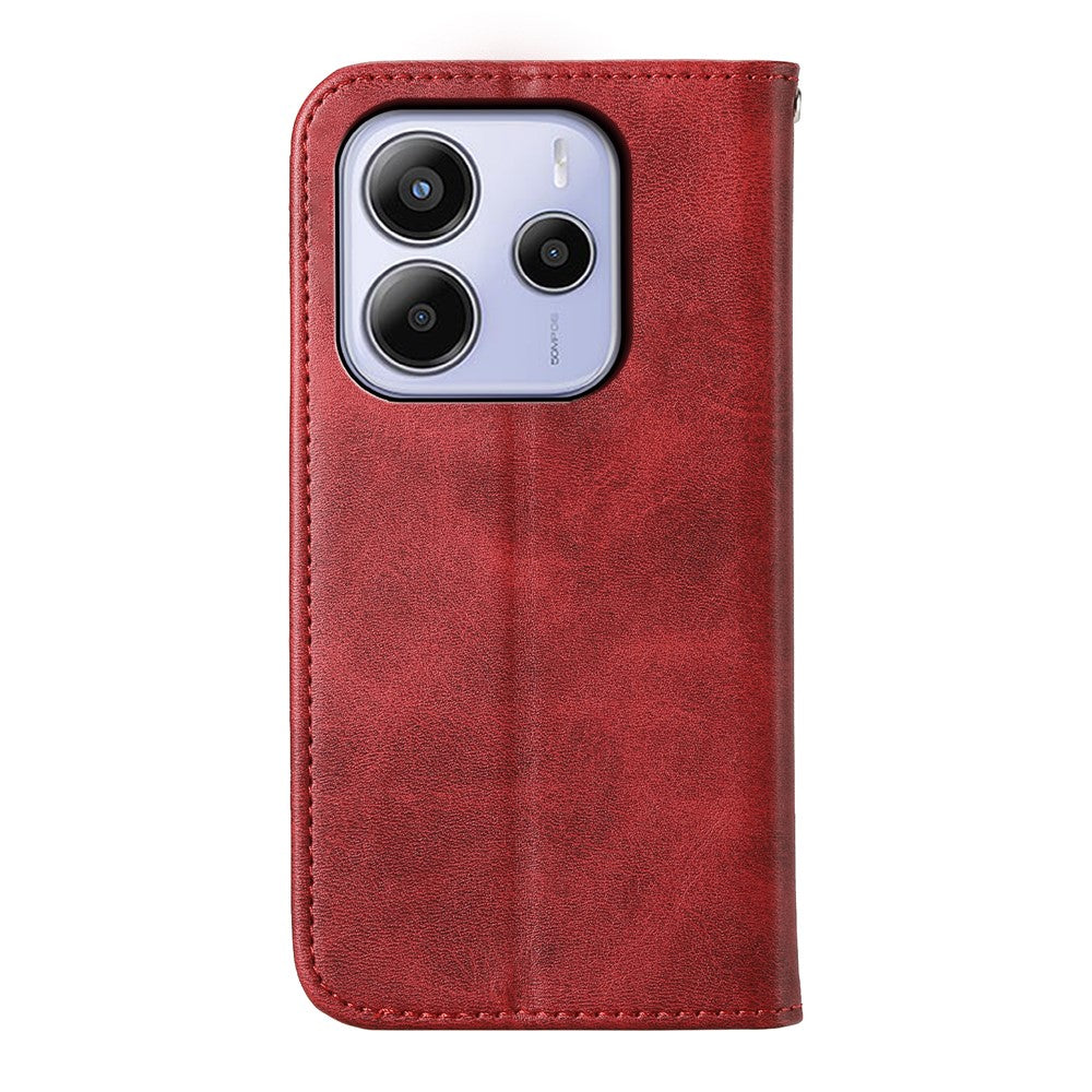 For Xiaomi Redmi Note 14 4G (164.84mm) Case Calf Texture PU Leather Phone Cover with Wallet