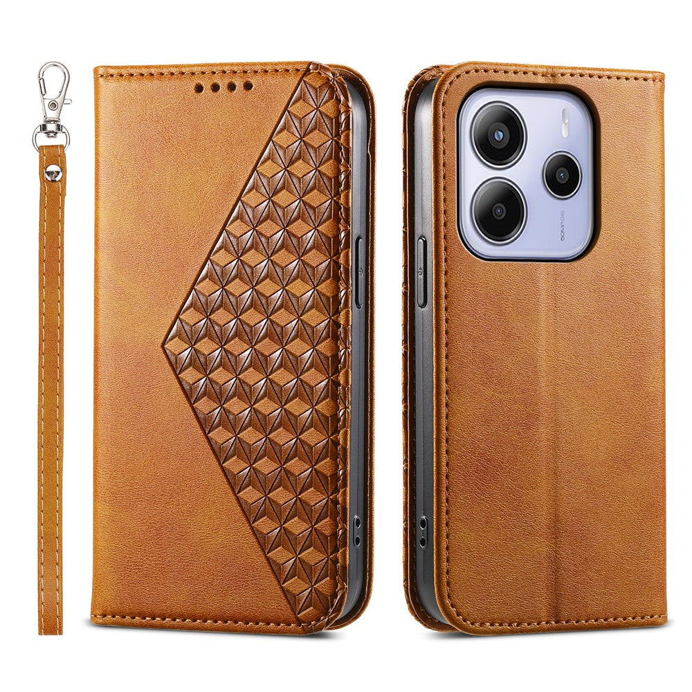 For Xiaomi Redmi Note 14 4G (164.84mm) Case Calf Texture PU Leather Phone Cover with Wallet