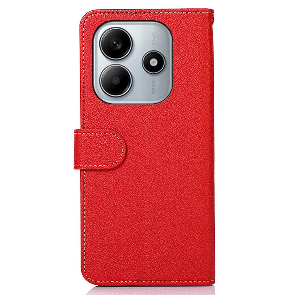 KHAZNEH For Xiaomi Redmi Note 14 4G (164.84mm) Case RFID Blocking Wallet Litchi Texture PU Leather Phone Cover