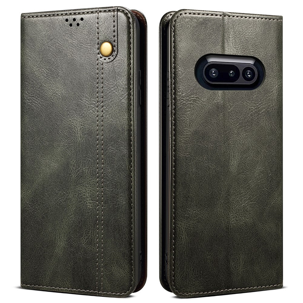 For Nothing Phone (3a) Case Crazy Horse Texture Waxy Leather Wallet Stand Phone Cover