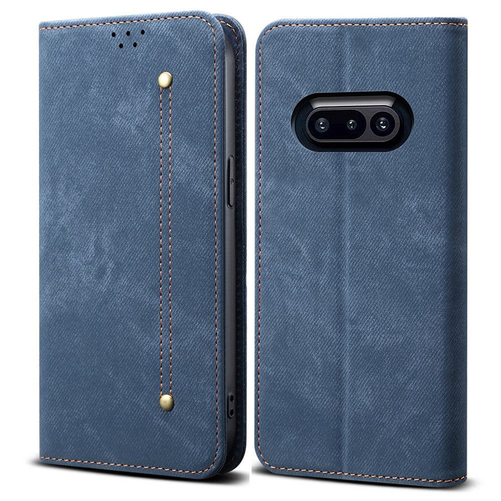 Nothing Phone (3a) Handyhülle – Mit Jeansstoff-Textur, PU-Leder, Standfunktion, magnetischer Automatikverschluss, Rundumschutz, mit Brieftasche