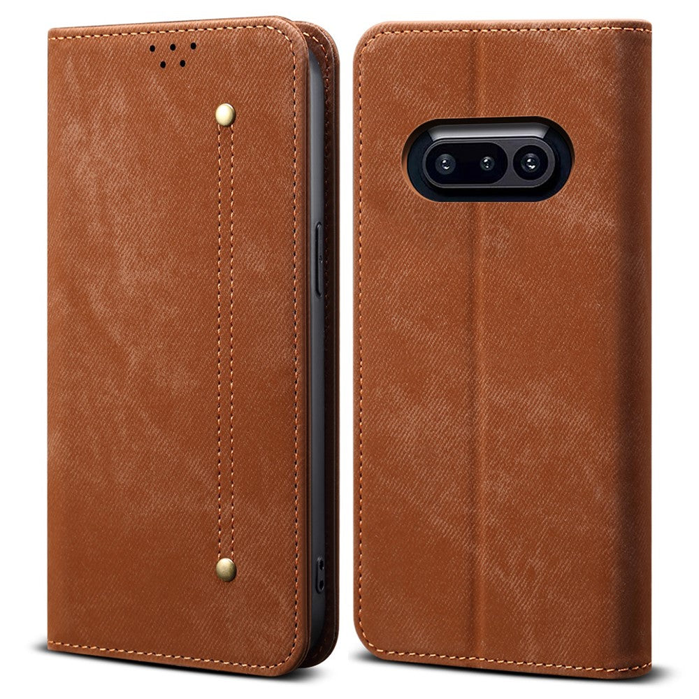 Nothing Phone (3a) Handyhülle – Mit Jeansstoff-Textur, PU-Leder, Standfunktion, magnetischer Automatikverschluss, Rundumschutz, mit Brieftasche