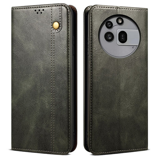 For Nothing Phone (3a) Pro Case Crazy Horse Texture Waxy Leather Wallet Stand Phone Cover