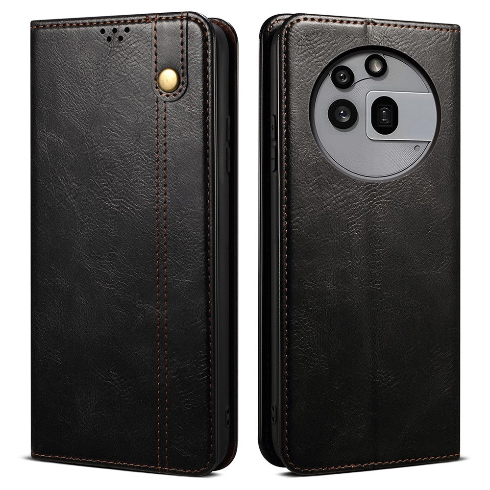 For Nothing Phone (3a) Pro Case Crazy Horse Texture Waxy Leather Wallet Stand Phone Cover