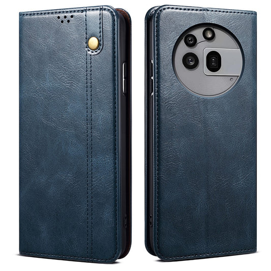 For Nothing Phone (3a) Pro Case Crazy Horse Texture Waxy Leather Wallet Stand Phone Cover