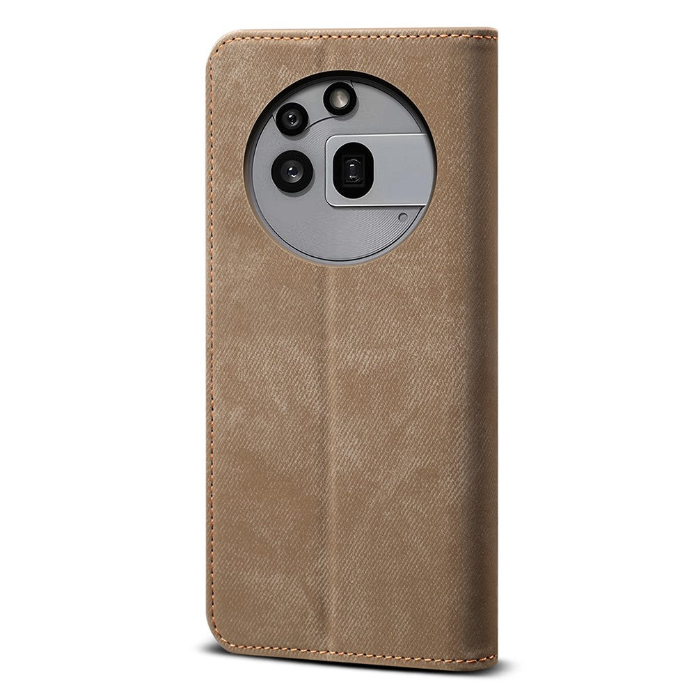 Nothing Phone (3a) Pro Handyhülle – Mit Jeansstoff-Textur, PU-Leder, Standfunktion, magnetischer Automatikverschluss, Rundumschutz, mit Brieftasche