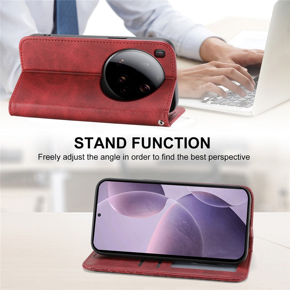 For Xiaomi 15 Ultra Case Calf Texture PU Leather Phone Cover with Wallet