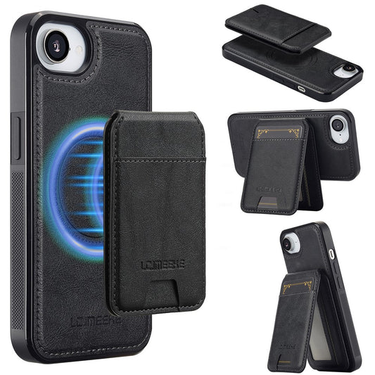 LC.IMEEKE L3 For iPhone 17e / 16e Magnetic Case Detachable Card Holder Leather TPU Mobile Cover