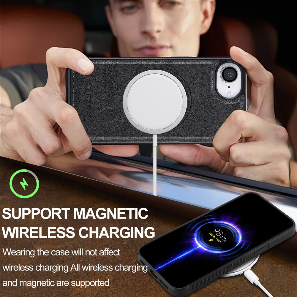 LC.IMEEKE L3 For iPhone 17e / 16e Magnetic Case Detachable Card Holder Leather TPU Mobile Cover