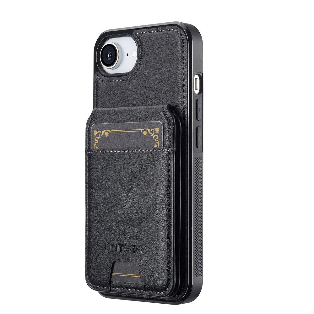 LC.IMEEKE L3 For iPhone 17e / 16e Magnetic Case Detachable Card Holder Leather TPU Mobile Cover