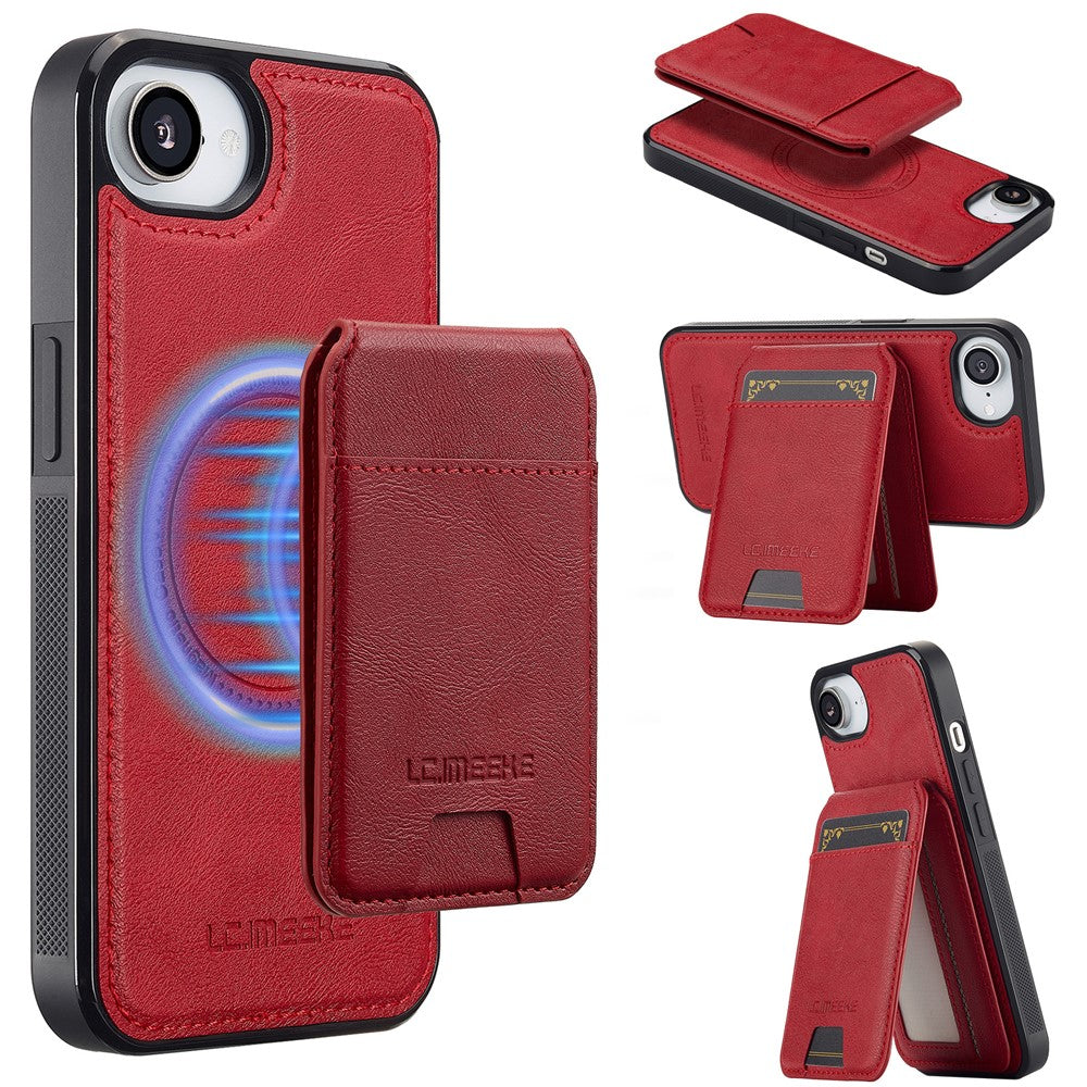 LC.IMEEKE L3 For iPhone 17e / 16e Magnetic Case Detachable Card Holder Leather TPU Mobile Cover