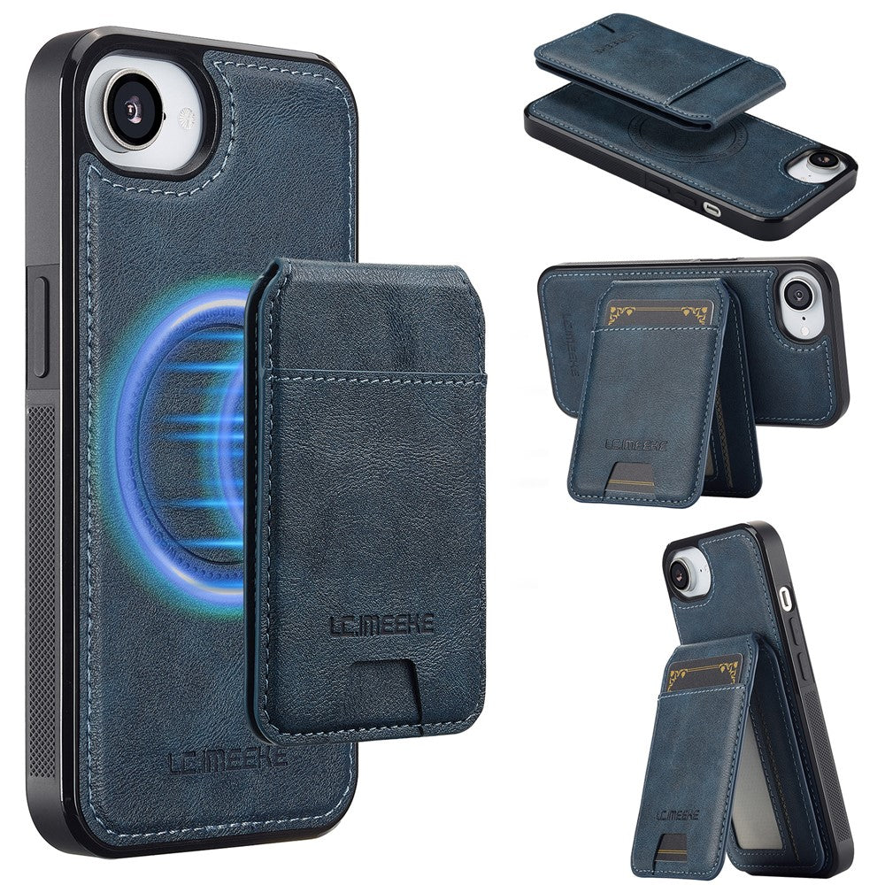 LC.IMEEKE L3 For iPhone 17e / 16e Magnetic Case Detachable Card Holder Leather TPU Mobile Cover