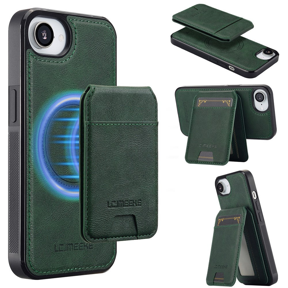LC.IMEEKE L3 For iPhone 17e / 16e Magnetic Case Detachable Card Holder Leather TPU Mobile Cover