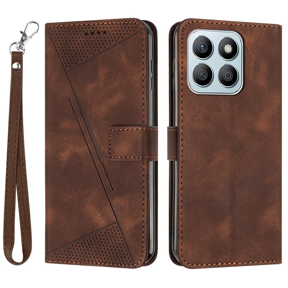 For Honor X8c 4G Case Handbag Imprinted Triangle Leather Phone Cover