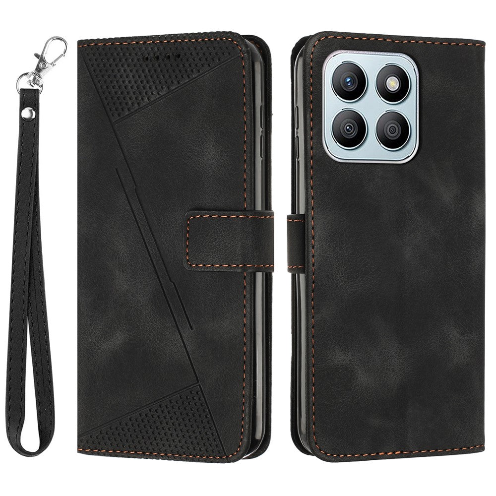 For Honor X8c 4G Case Handbag Imprinted Triangle Leather Phone Cover