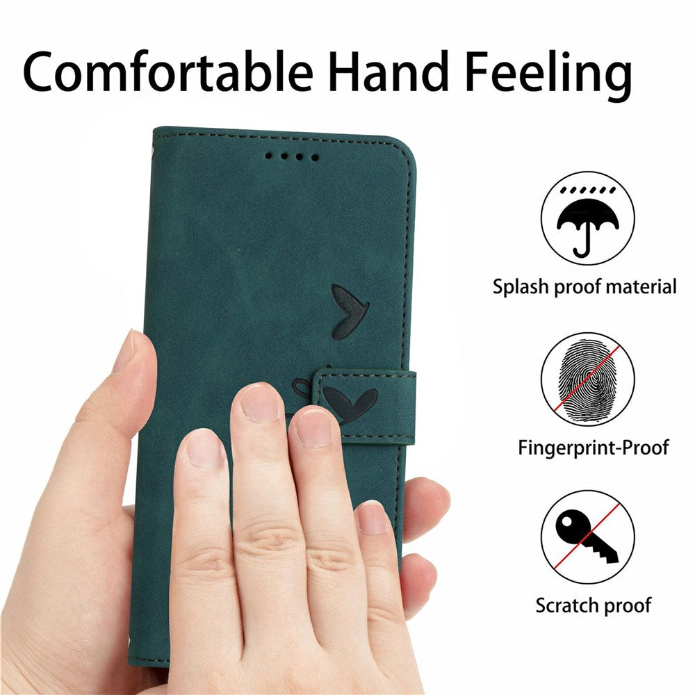 For Xiaomi 15 Ultra Case Viewing Stand PU Leather Phone Cover Imprinted Heart Pattern