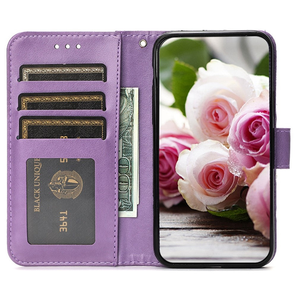 Phone Case For Xiaomi Redmi 13C 4G / 5G / 13R 5G / Poco M6 5G / C65 4G Wallet Stand Imprinted Rose Butterfly PU Leather Cover