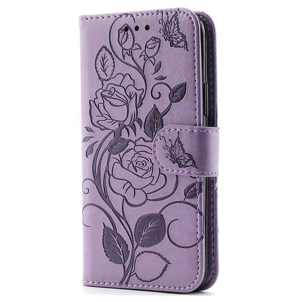 Phone Case For Xiaomi Redmi 13C 4G / 5G / 13R 5G / Poco M6 5G / C65 4G Wallet Stand Imprinted Rose Butterfly PU Leather Cover