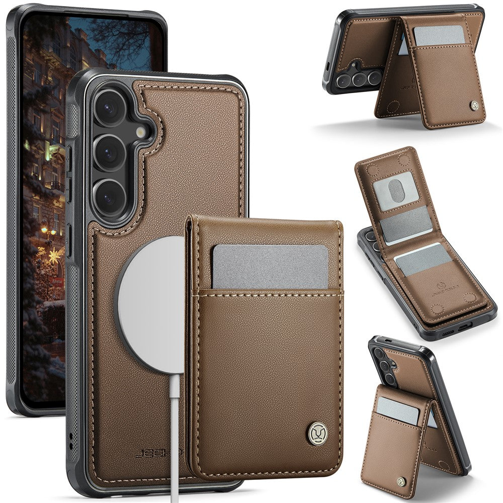 Galaxy S25 Leder-Hülle mit Kartenfach & RFID-Schutz – MagSafe kompatibel